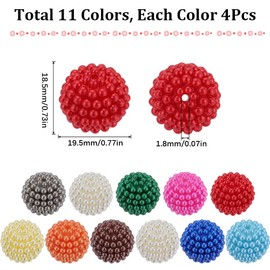 SUNNYCLUE 44Pcs Bubblegum Beads Bulk 20mm Beads Colorful Chunky Bead Berry Beads Pearl Luster Large Round Beads Beadable Pen Beads Chunk Plastic Loose Spacer Beads for Jewellery Making Beading Kits
