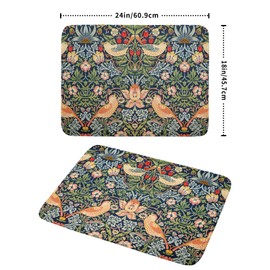 Navy Blue Sage Green Chinoiserie Dish Drying Pad 18 x 24 Inch With Absorbent Reversible Microfiber Vintage Strawberry Floral Bird Drying Mats Dish Drainer Mat Fast Dry For Kitchen