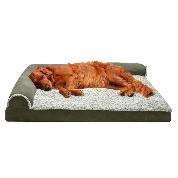 Furhaven Pet Bed for Dogs and Cats - Two-Tone Faux