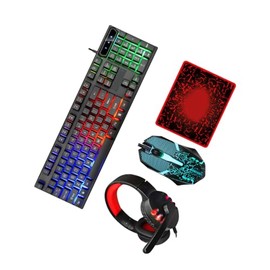 Artibetter Kit De Teclado y Mouse Gamer Combo De Ratón Ergonómico Auriculares y Alfombrilla para Computadora Teclado USB                              