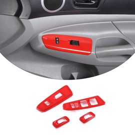 ABS Car Look Interior Door armrest Window Switch Panel Cover Trim for Toyota Tacoma 2011 2012 2013 2014 2015 (red)