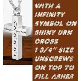 Fashion Jewelry CROSS ASHES URN INFINITY LOVE Pendant on 24" 925 Plate Sterling Silver Necklace