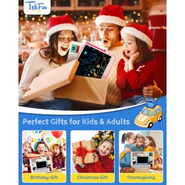 TEKFUN Kids Toys Gifts for 3+ Years Old Boys Girls Toddler, 12inch LCD Writing Tablet Erasable Drawing Tablet Writing Pads, Kids Travel Toys Boys Girls Birthday Gifts Age 3 4 5 6 7 (Pink)