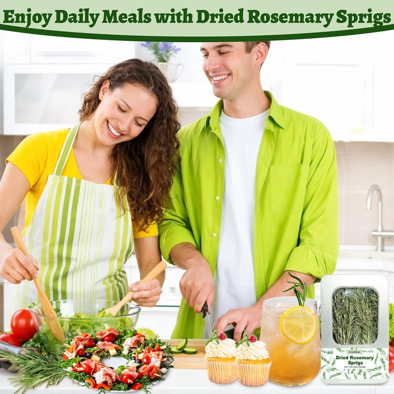 30–35PCS Dried Whole Rosemary Sprigs, 2.5oz Natural Spices in Clear-Window
