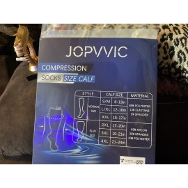 Jopvvic 3 Pack Women Men Wide Calf Compression Socks - Black, white & grey pair