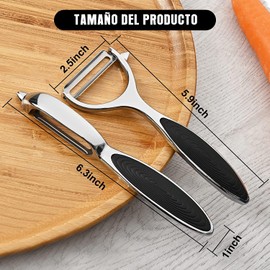 U Chef Pelador de verduras en Forma de Y e I, Pelador de Papas de Acero Inoxidable para Cocina con hoja afilada y Pelador ergonómico Antideslizante para manzana, zanahoria, verduras (Set de 2)