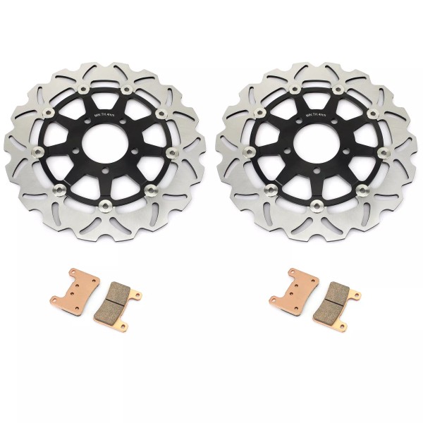 TARAZON Pair Front Brake Rotors Pads for Suzuki GSXR 1000