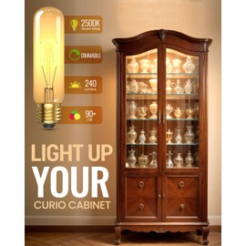 TobeBright 120V 40 Watt Light Bulbs Dimmable,T10 Clear Tubular,Medium (E26) Base,Warm White 2500K,40W Appliance Bulbs for Curio Cabinet,Rustic Pendant,Chandeliers,Wall sconces,4 Pack