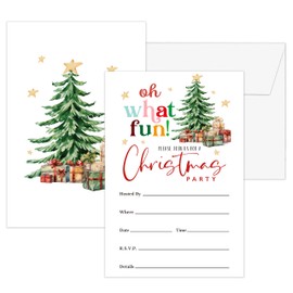 seclate Christmas Party Invitations, 25 Double-Sided Invitation Cards with 25 Envelopes, Xmas Tree Invites for Party Decoration Supplies Favors - F01