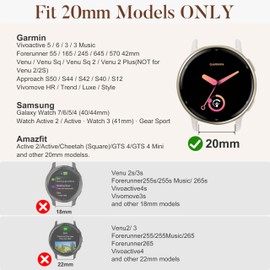 20mm Watch Band Compatible with Garmin Vivoactive 5 Watch Bands/Vivoactive 6/3, Quick Release Floral Metal Magnetic Mesh Loops for Garmin Venu Sq 2/2 Plus Smartwatch Women, Champagne