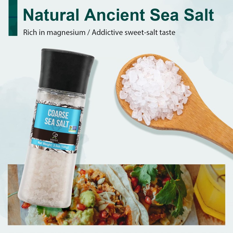 Soeos Black Peppercorns + White Sea Salt + Rainbow Peppercorns