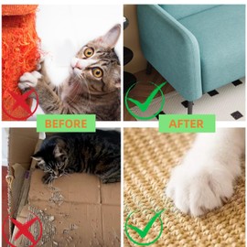 Ready To Pets Premium Sisal Cat Scratching Mat with Velcro Tapes - Protect Couch & Carpets, Firm & Thick, Environmentally Safe - Great Gift for Cats (CAT A)