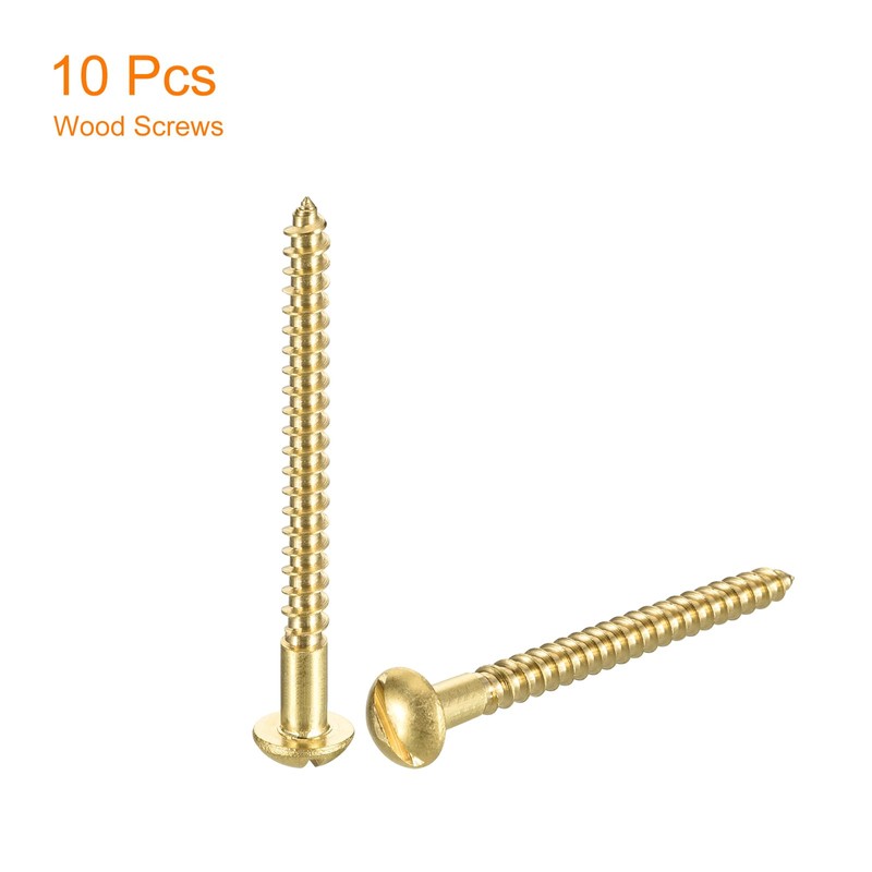 sourcing map Wood Screws M4 x 60mm Slotted Round Head