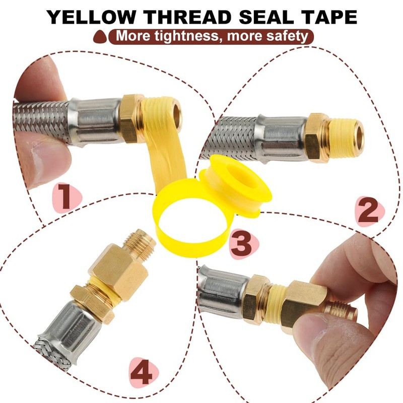 TEENGSE 2Pack RV Stainless Propane Hose with Gauge, 12inch Braided