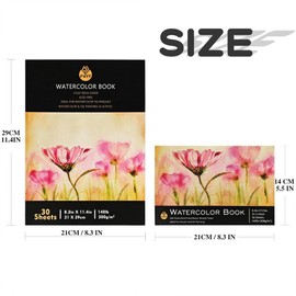 Belegao Watercolour Paper Pad A4 30 Sheets, Natural White 300gsm Cotton Watercolor Sketchbook Glue Bound Cold-Pressed Textured for Artists Students Art Painting Drawing Mixed Media(Medium Grain)