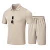 MoFiz Mens Sweatsuit Set Khaki Shirt and Short Set Comfortable