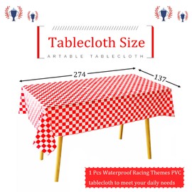 54"x108" Red and White Checkered Table Cloth Party Disposable,Union Jack Table Cloth,Rectangular Checkered Flag Plastic Gingham Table Cover for Union Jack Party Supplies,Picnic,Birthday Party Decor