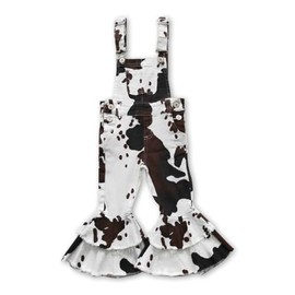 Yawoo Haan Cow print overall jeans toddler girls denim jumpsuit