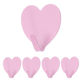 sourcing map Heart Shaped Decorative Wall Hooks, Pink, 5 Pcs