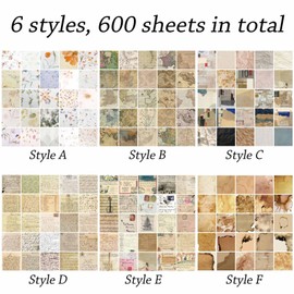 BetterJonny 200pcs Washi Paper Stickers Set, 4 Styles Vintage Aesthetic Stickers Decorative Scrapbook Stickers for Journaling Scrapbooking