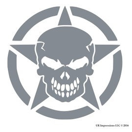 UR Impressions Silv Army Star Oscar Mike Scourge Decal Vinyl Sticker Graphics for Cars 4X4 Trucks SUV Vans Walls Windows Laptop|Silver|5.5 inch|URI027-S