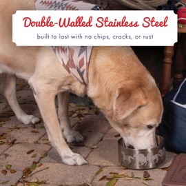 Wrangler Stainless Steel Dog Bowl – Heavy-Duty Double-Walled, Rust-Resistant, Non-Slip Silicone Base - Hygienic & Dishwasher Safe for Easy Cleaning (L)