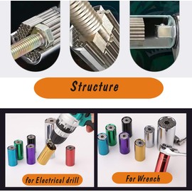 Universal Self Adjustable Socket Grip Tools Set Multi Size in One 1/4-3/4 inches With Power Drill Adapter Nice for Gift for Man DIY home (green)