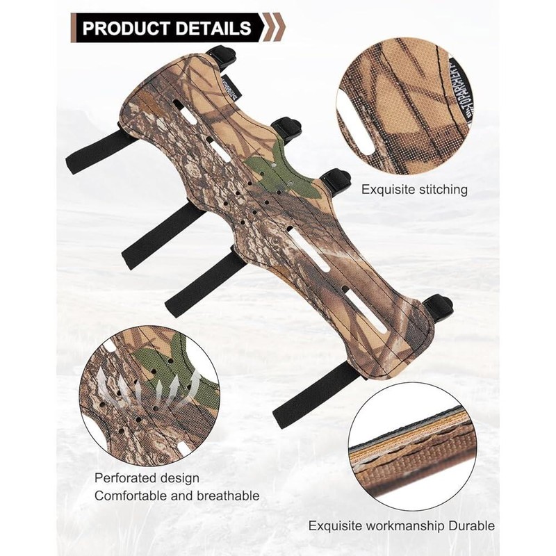 TOPPARCHERY 12인치 소 가죽 팔 보호대, 4개의 조절 가능한 스트랩