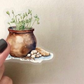 50-Piece Watercolor Cottagecore Country Garden Aesthetic Stickers for Scrapbooking - Waterproof Clear Rural Farmhouse Planting, Gardening, Floral Decals for Journals, Laptops, Resin Art Crafts