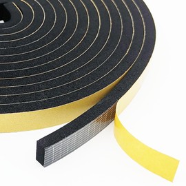 Weather Stripping Door Seal Strip, Strong Adhesive, Weatherproof, Reduce Noise, Gap Filler, Foam Insulation Tape for Doors and Windows (1/2 in x 1/2 in x 13 Ft)