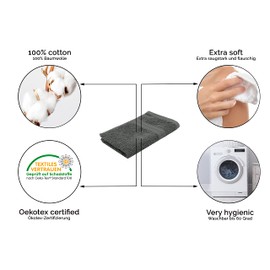 ZOLLNER Set of 10 Guest Towels 100% Cotton 500 g/m² Approx. 30 x 50 cm Grey