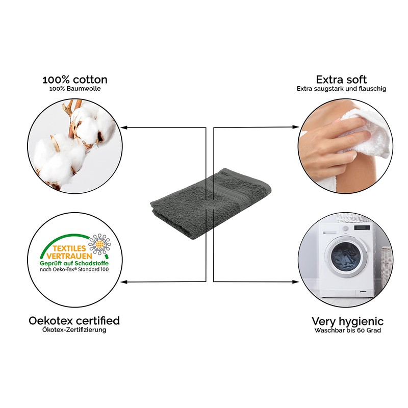 ZOLLNER Set of 10 Guest Towels 100% Cotton 500 g/m²