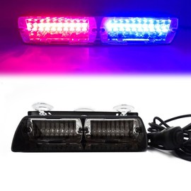 TASWK 16 LED High Brightness Law Enforcement Emergency Hazard Warning Strobe Light Suction Cup (Red and Blue)