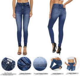 VIPONES Women's Skinny Jeans Stretchy High Rise Tummy Control Trendy Jeggings Denim Pants with Pocket（145, Size 6）