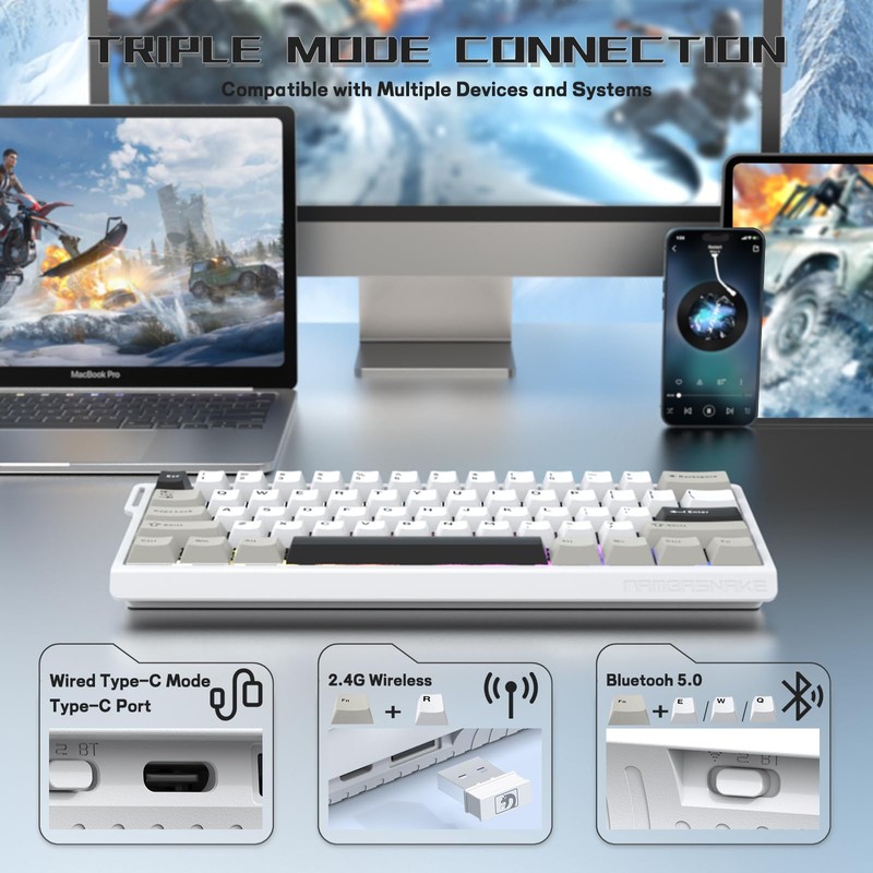 MAMBASNAKE X60 HE 60% Rapid Trigger Wireless Gaming Keyboard,Hall Effect