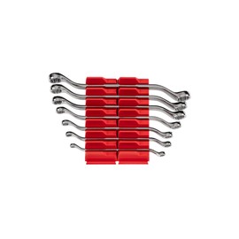 TEKTON 45-Degree Offset Box End Wrench Set with Modular Wrench Organizer, 7-Piece (6-19 mm) | WBE95201