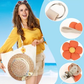 VPbao 2 Pack Flower Hat Clips for Travel on Bag, Backpack Pendant Keychain Charm Flower with Travel Hat Clip Hands-Free Hat Holder Clip for Handbag Backpack Luggage Hat Companion Outdoor 003A