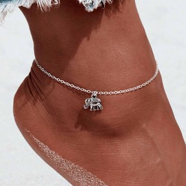 Cimenexe Bohemian Elephant Ankle Bracelet Silver Elephant Ankle Chain Bracelet Elephant Beach Anklet Chain Metal Elephant Foot Chain Anklet Summer Beach Foot Chain Jewelry for Women and Girls Gifts