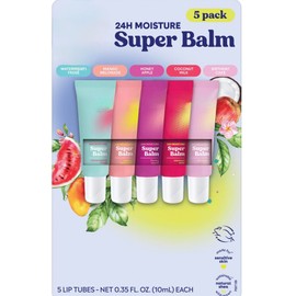 Vegan Super Balm - Juego de bálsamo labial nutritivo, 6 sabores, fórmula vegana con manteca de karité y aceite de aguacate, hidratante las 24 horas, recomendado por dermatólogos