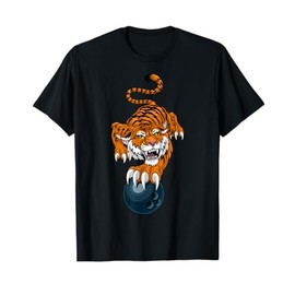 Tiger Bowling Ball Animal Cartoon Character T-Shirt