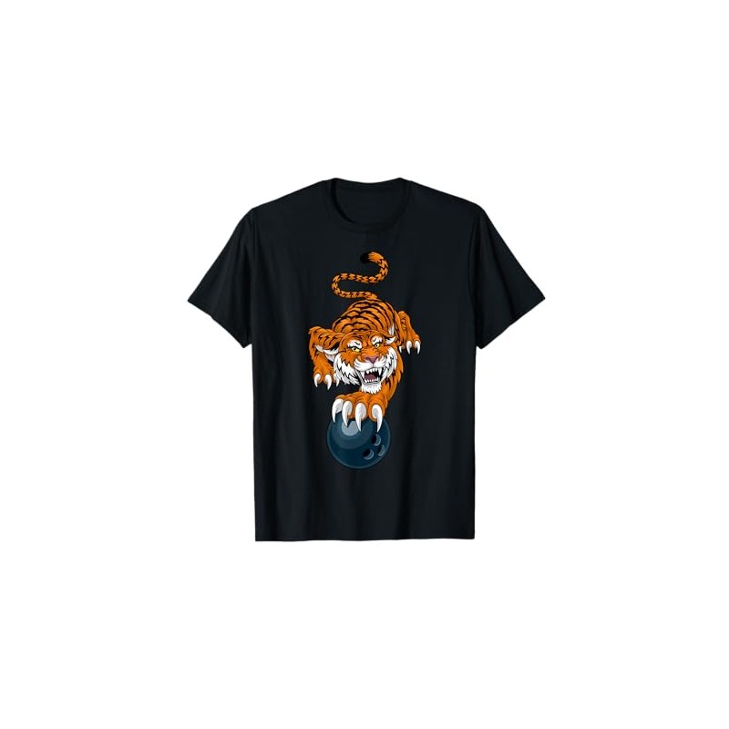 Tiger Bowling Ball Animal Cartoon Character T-Shirt