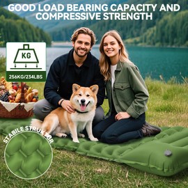 BITIWEND Sleeping Mat, Self-Inflating Camping Air Mattress, 200 x 68 cm, Ultralight Camping Mattress with Cushion, Portable Air Cell Mat, Waterproof Sleeping Mat for Outdoor, Hiking, Tent, Beach