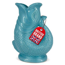 Gurgle Glug Jug The Bubble Jug® Surf Blue 50 fl oz 1.5L Litre Extra Large Pitcher - Fish Shaped Jug - Decorative Ceramic Glugging Cocktail, Water and Gin Vase and Gurgling Carafe Pot