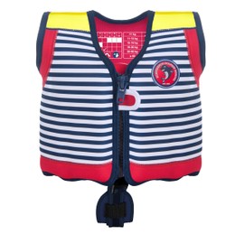 Konfidence Swim Jacket - Premium Swim Vest with Removeable Safety Strap for Kids| Adjustable Buoyancy | UKCA & CE Compliant | Swim School Approved (Hamptons Navy, YS (30-60kgs))