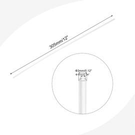 sourcing map Acrylic Pipe Rigid Round Tube Clear 1 mm ID 3mm OD 305mm for Lamps and Lanterns,Water Cooling System