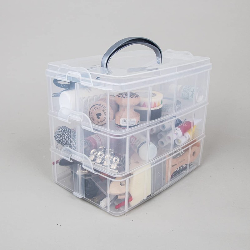 Rayher 39320000 sorting / storage box, with handle, 3 levels