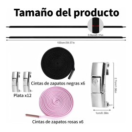 6 Pares Agujetas Sin Nudo Elásticas Hebilla Metal Parazapato