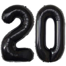 20 Number Balloons Black Big Giant Jumbo Big Large 20 Foil Mylar Helium Number Balloons Black 20th Birthday Party Decorations Supplies 20 Anniversary Events for Women Men