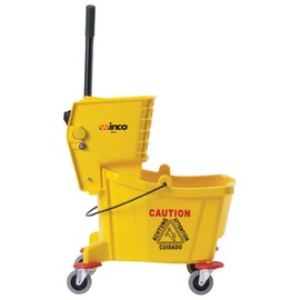 Winco Commercial Mop Bucket on Wheels, 26 Quart, Yellow