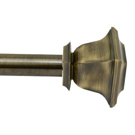 Deco Window Adjustable Curtain Rod for Windows 18 to 44 Inch (Pack of 1) Extendable Heavy Duty 1 Inch Iron Drapery Pole with Finials Wall Mounted French Door Curtain Rods (Brass)